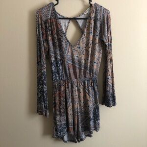 Multi Print Long Sleeve Romper